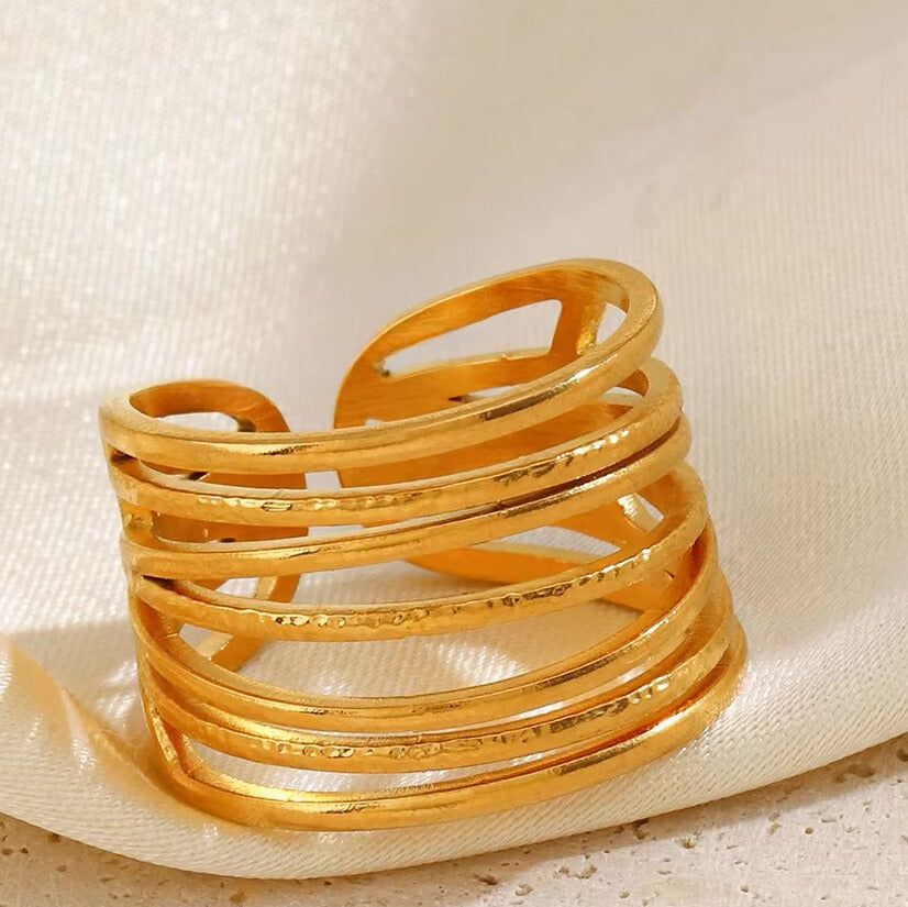 Geometric Statement Cuff Ring