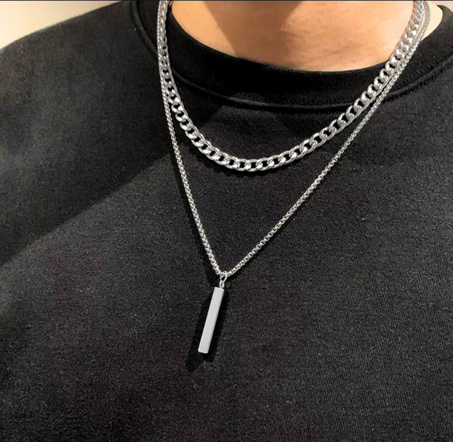 Solid Bar Duo Necklace