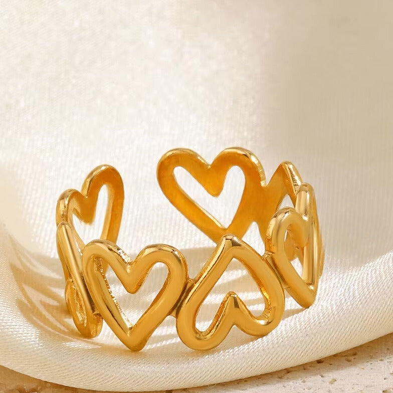 Grande Linked Heart Cuff Ring