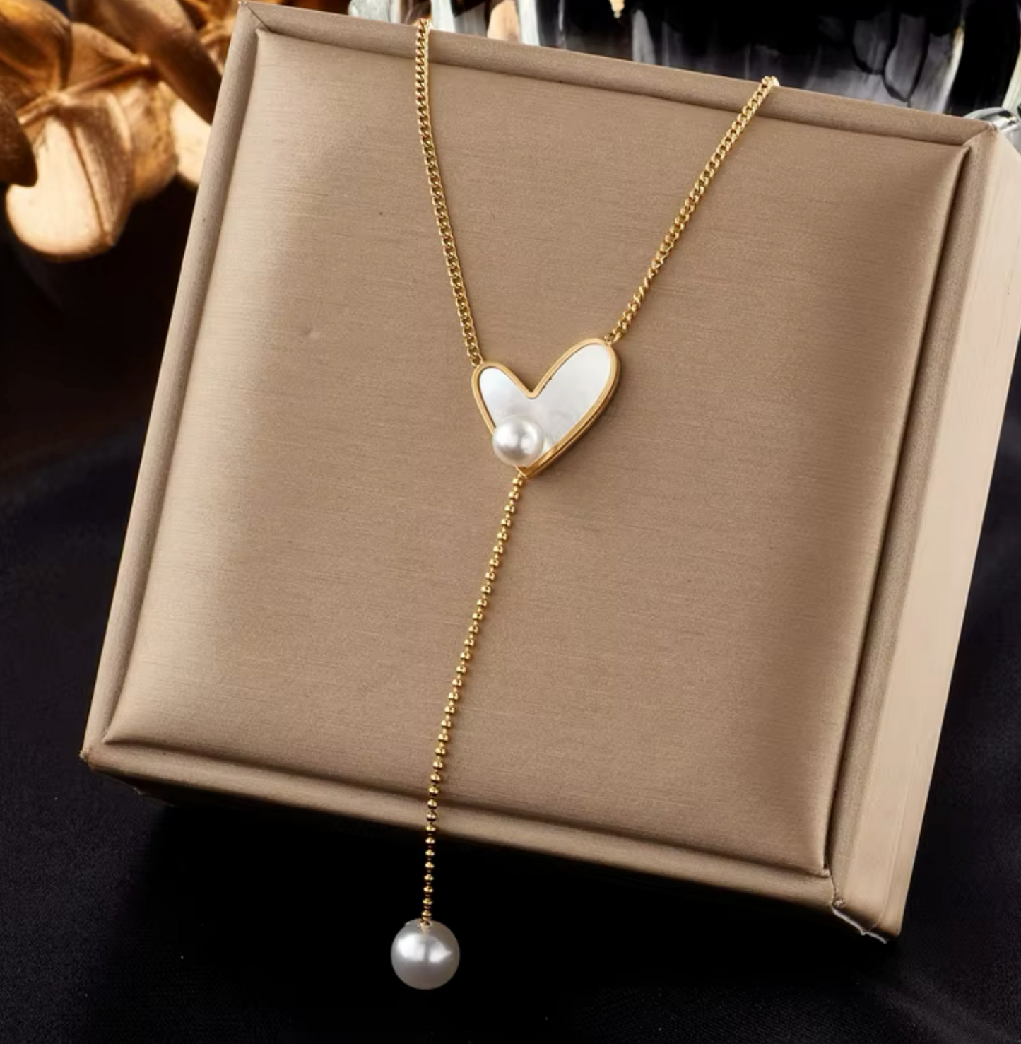 Heart of Pearl Drop Necklace