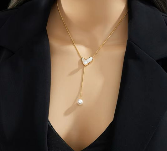 Heart of Pearl Drop Necklace