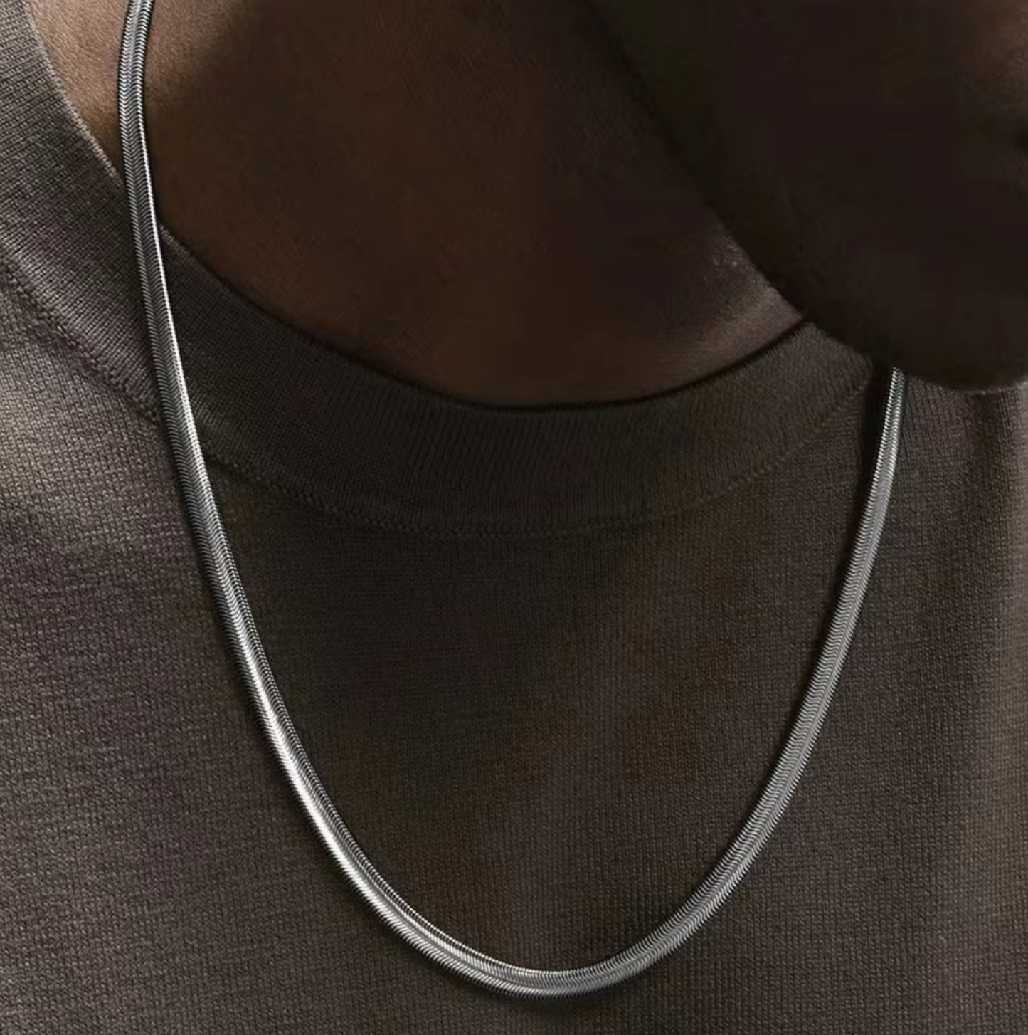 Flat Herringbone Chain Necklace