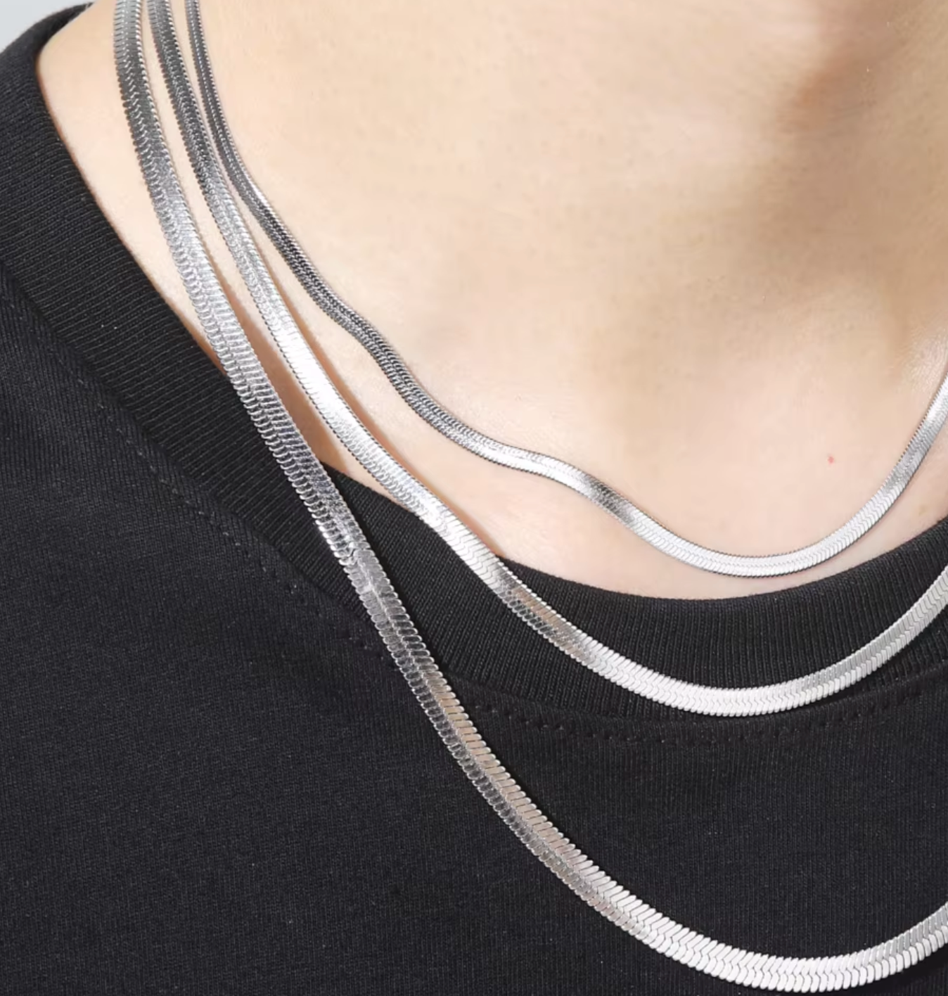 Flat Herringbone Chain Necklace