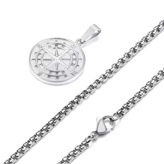 Steel Compass Necklace