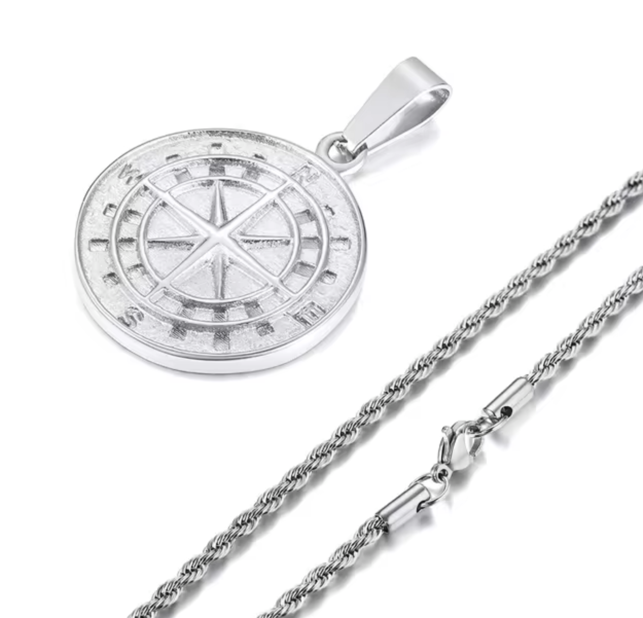 Steel Compass Necklace